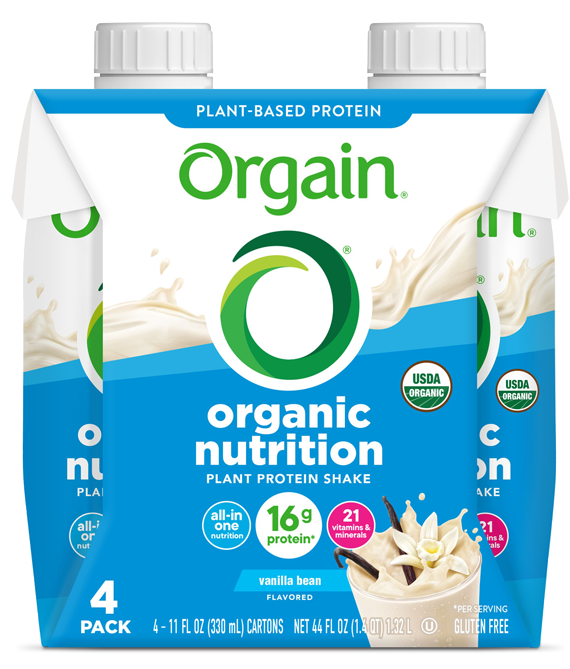 Vegan Organic Nutrition Shake Sweet Vanilla Bean 4 Pack